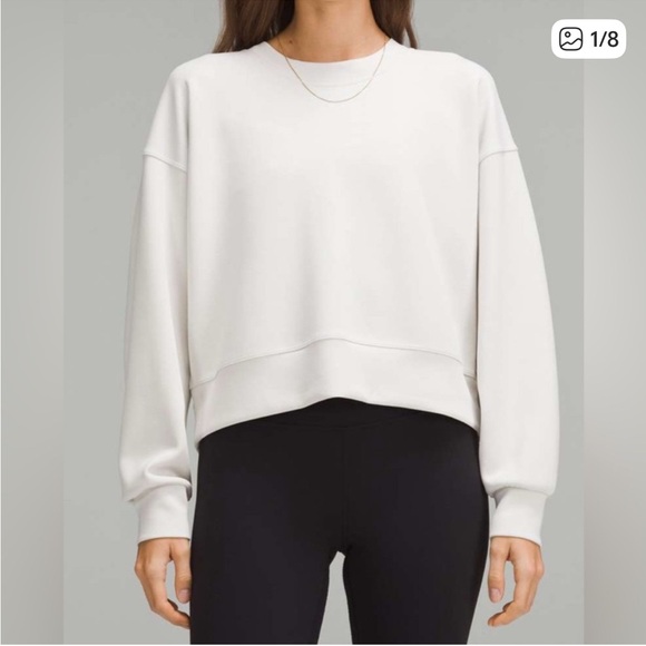 NWOT Lululemon Softstreme Perfectly Oversized Cropped Crew Color Bone - Picture 1 of 5